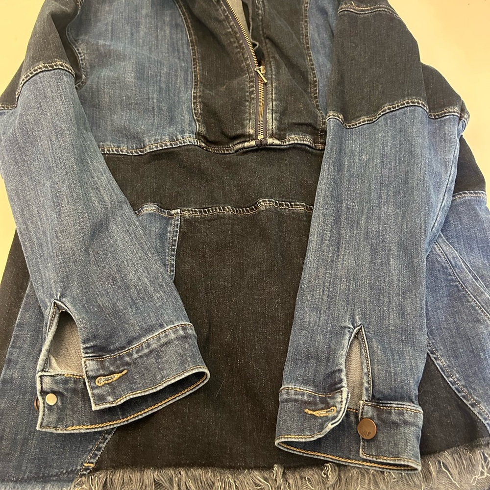 Denim Patchwork Jacket With Zipper - image 1